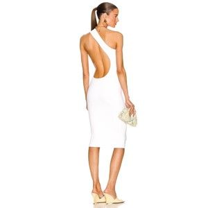 NEW ALIX NYC Andres Dress in White one shoulder assymetrical backless midi